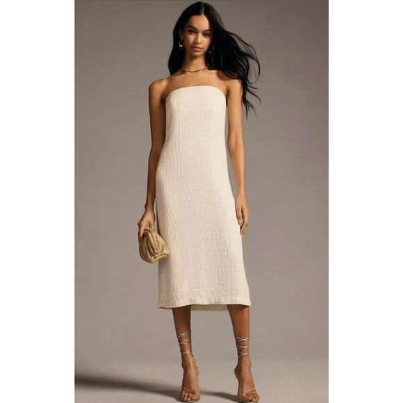 Anthropologie Dresses & Skirts - NWT Anthro Forever That Girl Strapless Slim Cream White Midi Dress Sequin Column